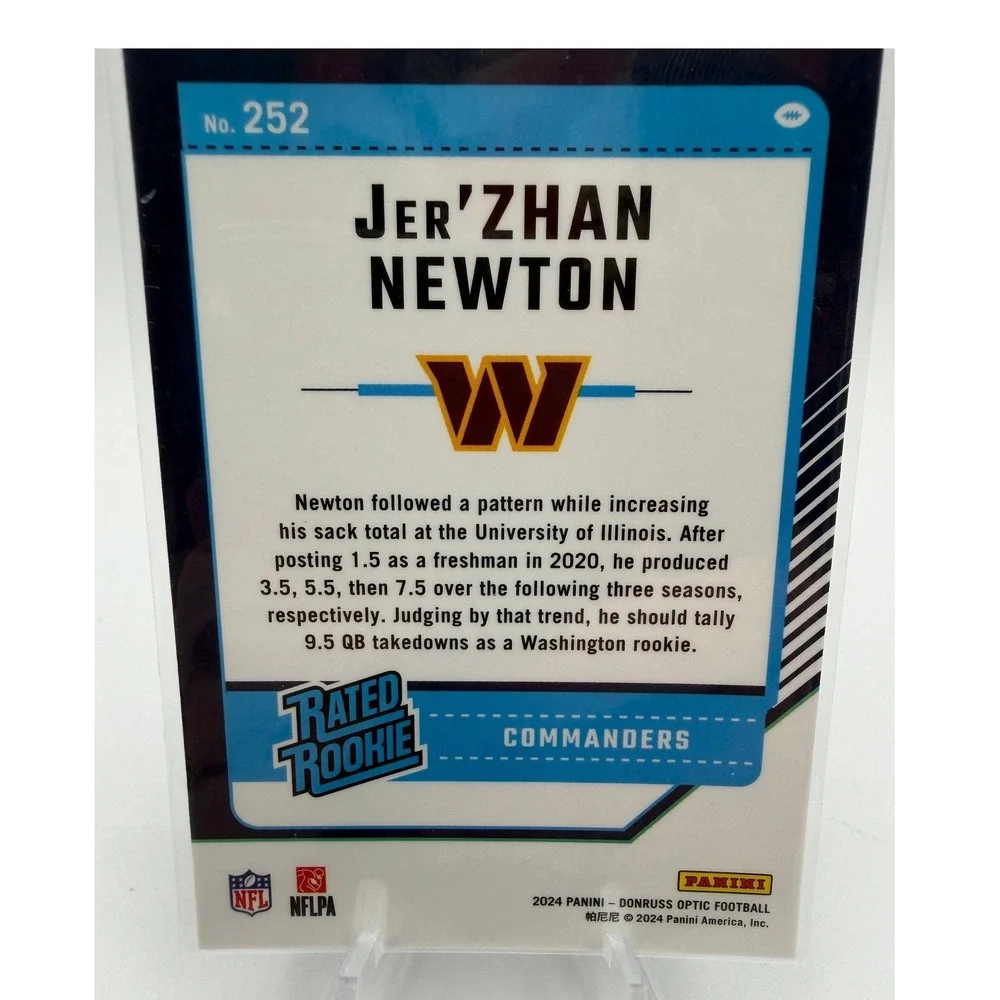 2024 Panini Donruss Optic Jer'Zhan Newton Rated Rookie Silver Prizm #252‎ NFL